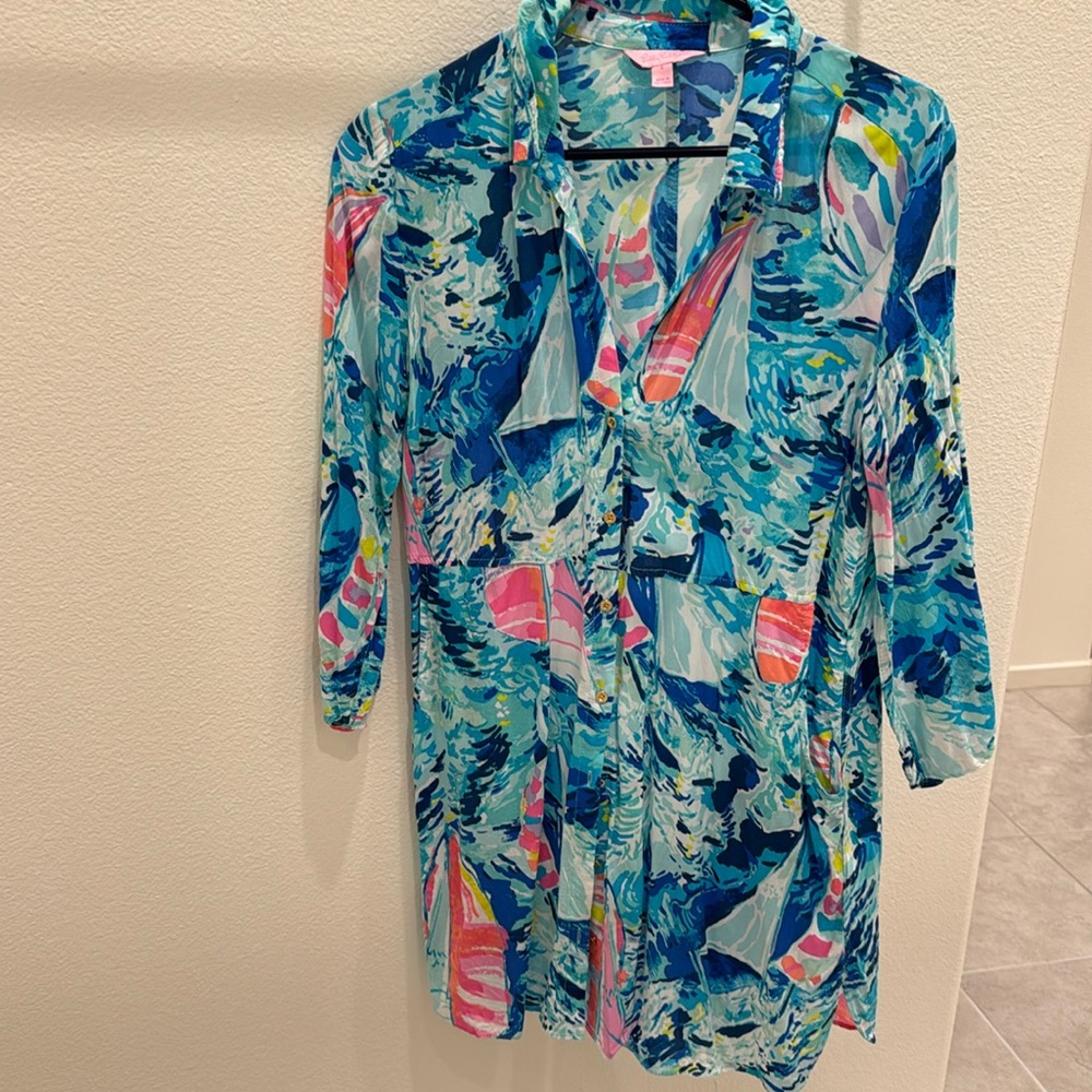 Lilly Pulitzer button up cover up